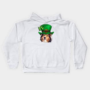 St Patricks Day Shetland Sheepdog Kids Hoodie